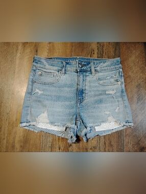 American Eagle Outfitters Hi-R Distressed Denim Shorts with Lace Women's Size: 4